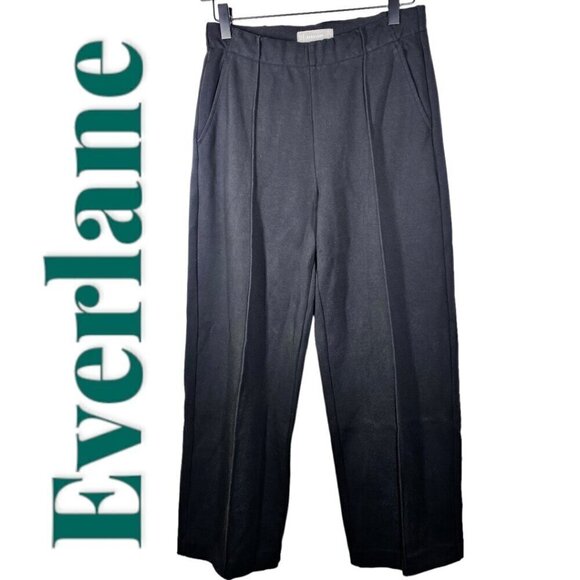 EVERLANE The Dream Pant Stretchy Straight Leg Front Seam Pockets Pull On Black, - Picture 12 of 12